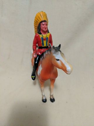 Vintage 1950s Hard Plastic Marx Horse And Indian Chief
