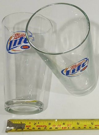 Set Of 2 Miller Lite Logo Collectible Beer Glass16 Oz Crystal Clear