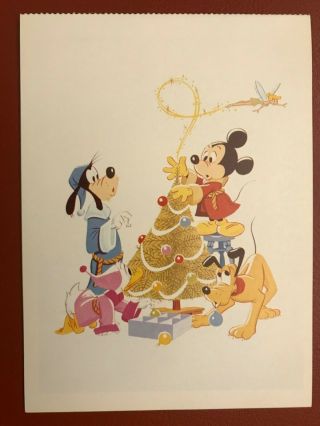 Postcard Disney Christmas Card 1982 Features Mickey,  Donald,  Pluo,  Goofy