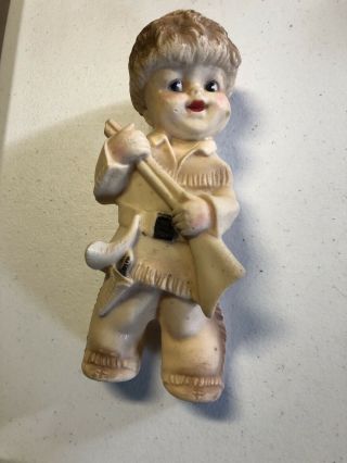 Vintage Pioneer Boy Rubber Squeaker Toy Daniel Boone Davy Crockett Squeak Doll