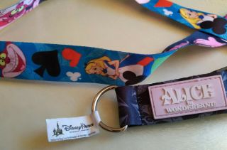 Disney Park Exclusive Neck Lanyard Alice In Wonderland Cheshire Cat - Reversible