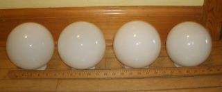 Set 4 Vintage White Milk Glass Round Globe Ball Lamp Shade Mid Century Modern 6 "
