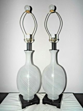 Lamps A Pair High - End Hotel Style Fancy 34 " H Swirled Glass & Metal Table Lamps