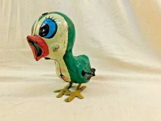 Vintage Louis Marx Toys Wind Up Bird Mechanical Hopping Tin Toy Japan