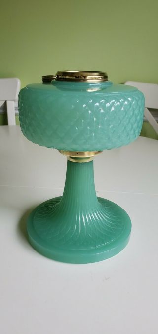 Aladdin Jade Jadeite Green Moonstone Diamond Quilt B - 86 Glass Lamp Fount only 3