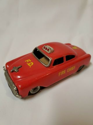Antique Friction Tin Toy Car Fire Chief Made In Japan