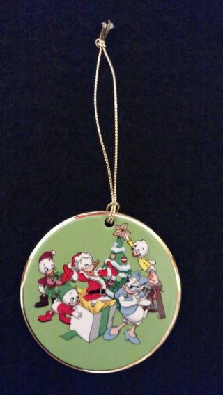 Vintage Grolier Disney Christmas Ornament Santa Donald Duck’s Birthday 2.  5 "