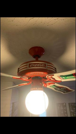 Vintage Coca Cola Ceiling Fan 44 " With Light Complete Euc Coke