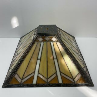 Vintage Stained Glass Lamp Shade Mission Arts Crafts Tifany Style