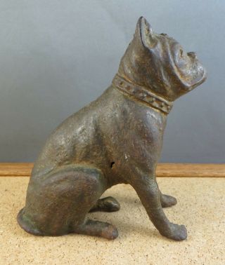 Antique Hubley Cast Iron Metal Still Bank Bulldog Boxer Dog Figurine Figure