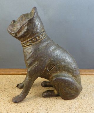 Antique Hubley Cast Iron Metal Still Bank Bulldog Boxer Dog Figurine Figure 2