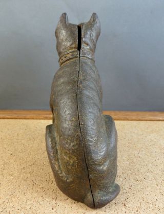Antique Hubley Cast Iron Metal Still Bank Bulldog Boxer Dog Figurine Figure 3