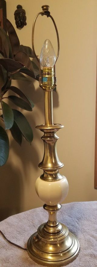 Vintage Stiffel Brass Cream Porcelain 24 " Table Lamp