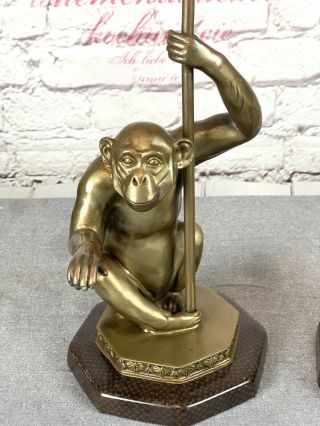 Rare Pair Vintage Monkey Lamps Bronze /Brass (Very heavy) 5