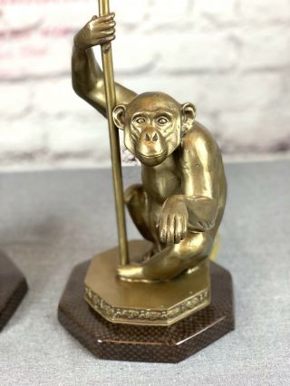Rare Pair Vintage Monkey Lamps Bronze /Brass (Very heavy) 6