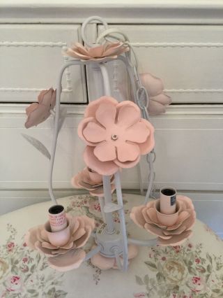 Simply Shabby Chic Pink White Floral Chandelier Lamp Rachel Ashwell