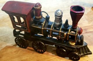 Large Heavy Cast Iron Train Steam Engine Locomotive Candle Holder 14 " Long 11lbs