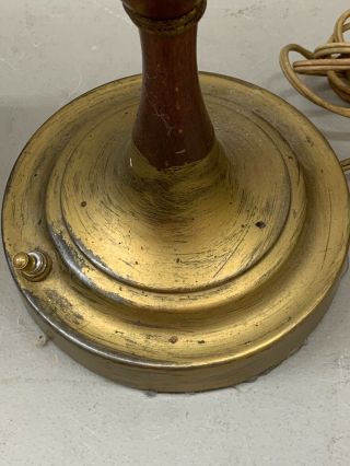 2 Vintage Danish Mid Century Modern Teak Wood Gold Tone Art Table Lamp Eames Era 2