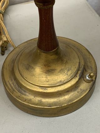 2 Vintage Danish Mid Century Modern Teak Wood Gold Tone Art Table Lamp Eames Era 3