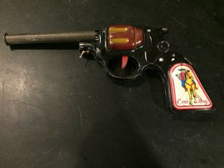 Vintage Tin Litho Cowboy Toy Gun Made In Japan
