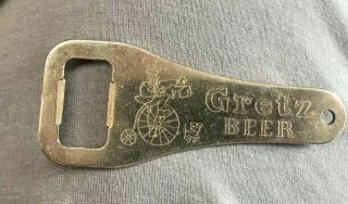 Vintage Gretz Beer Metal Bottle Opener Gretz Brewing Co Phila Pa Man On Bike Dog