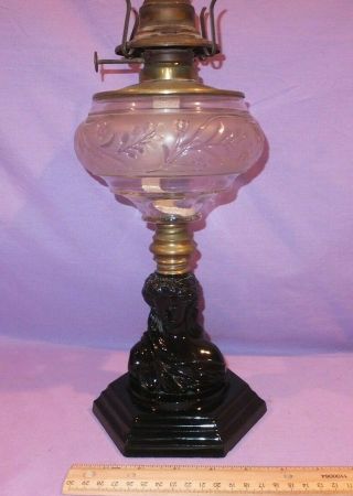 1868 Atterbury Godess Of Liberty Figural Glass Oil Lamp