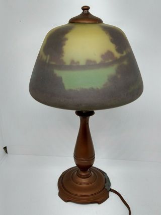 Moe Bridges Reverse Painted Boudoir Lamp And Landscape Shade 2