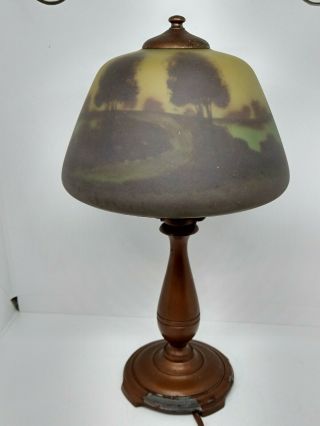 Moe Bridges Reverse Painted Boudoir Lamp And Landscape Shade 3