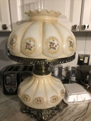 Large Vintage Electric Gone With The Wind Hand Painted Lamp 3 Way Light -