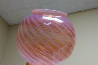 Victorian Antique Pink Opalescent Swirl Newel Post Lamp Shade GWTW Ball Gas 9 