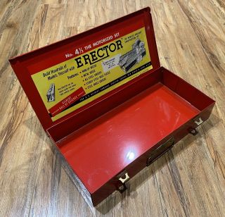 1954 No.  4 - 1/2 Motorized Erector Set Sheet Metal Model Box Container W/ Labels