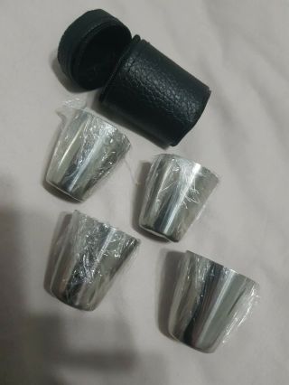 Russian Vodka Shot Glasses Set Of 4 X 25 Ml In A Leather Case