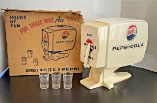 Vintage 1950’s Trim Toys Pepsi Soda Fountain Dispenser W Box & Glasses