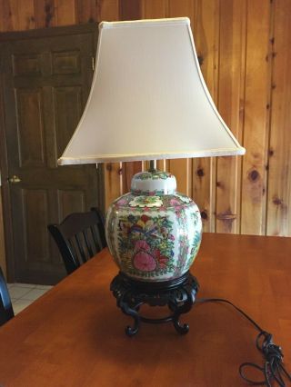 Large Asian Ginger Jar Lamp With Shade