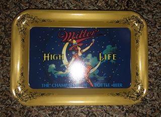 Vintage Miller High Life Girl On The Moon Beer Tip Tray