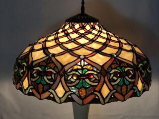Vtg Stained Slag Glass Lamp Shade Arts & Crafts Mission Deco Tiffany Style 16 "