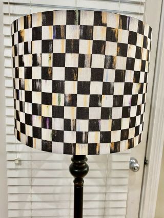 mackenzie childs lamp shade Large Drum Courtly Check 15” W X 11” H 2