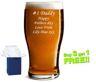 Personalised Engraved Pint Beer Glass Wedding Usher Daddy Birthday Gift Box