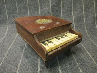 Vintage Toy Grand Piano Eight Keys - Happy Land Decal Three Ducks Playing Piano