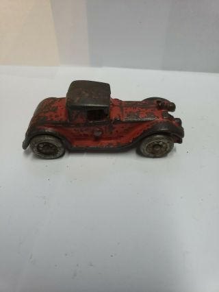 Vintage 1920’s A.  C.  Williams Cast Iron 3.  5” Red Coupe With Nickel Wheels Usa