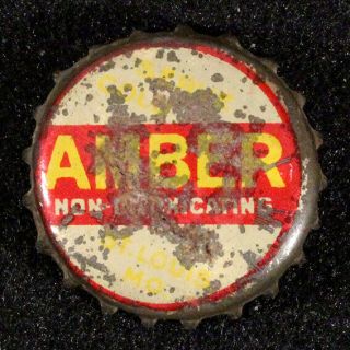 Amber Non - Intoxicating Solid Cork Lined Beer Bottle Cap St Louis Missouri Mo Pro