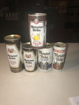 5 Different Vintage Meister Brau Beer Cans