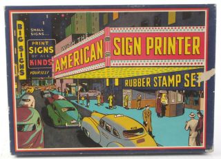 American Sign Printer Vintage Rubber Stamp Set - Complete - Art Deco 1940s 4110