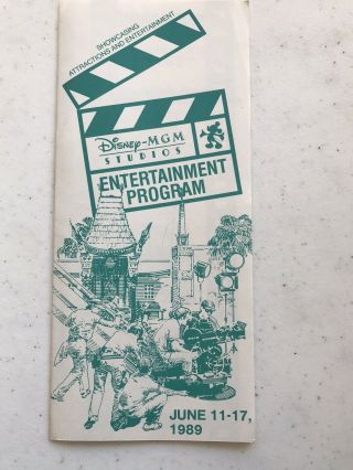 Disney Mgm Studios Entertainment Program And Guide Map June 11 - 17 1989