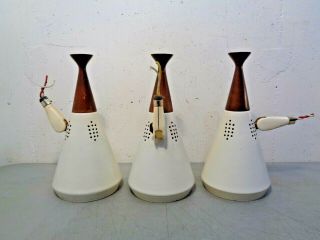 3 Vintage Mid Century Modern Tension Pole Floor Lamp Punched Shades Atomic Parts