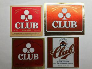 Canadian Beer Label - Labatt Brewing Co - Club Beer - 4 Different