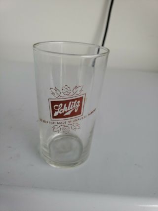 Vintage Schlitz Beer Sample Glass Tumbler 3 1/2 Inches Tall Sampler