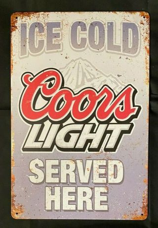 Coors Light Beer Vintage Antique Collectible Tin Metal Sign Wall Decor