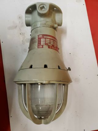 Vintage Crouse Hinds Explosion Proof Cage Light Fixtures.  Glass Globe Industrial 6