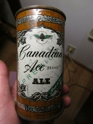 Old Canadian Ace Ale 12 Oz.  Flat Top Beer Can Canadian Ace Brewing Co.  Chicago